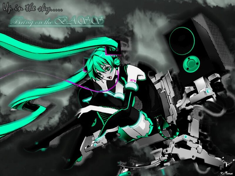 Miku with headphones and speaker
