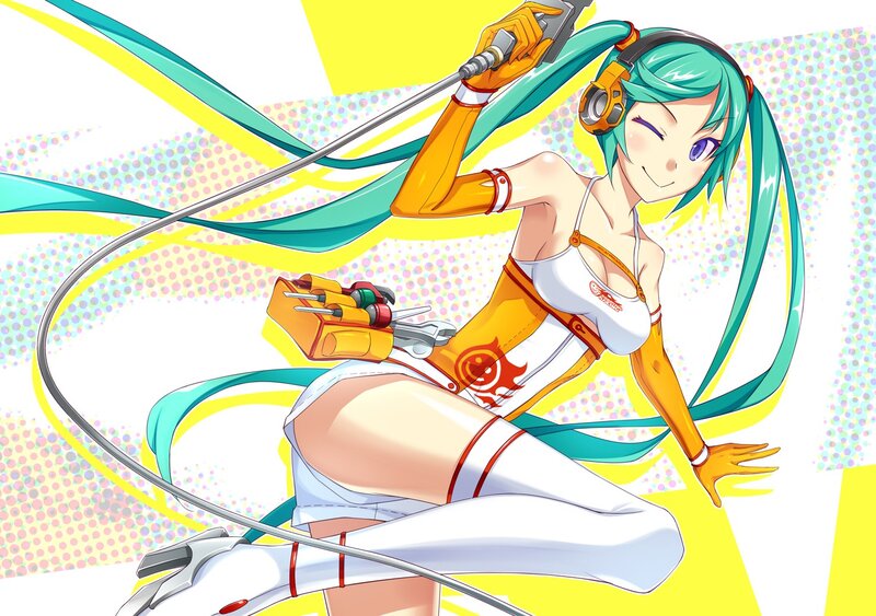 Miku with headphones and tools