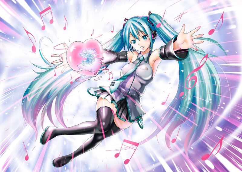 Miku with heart and music