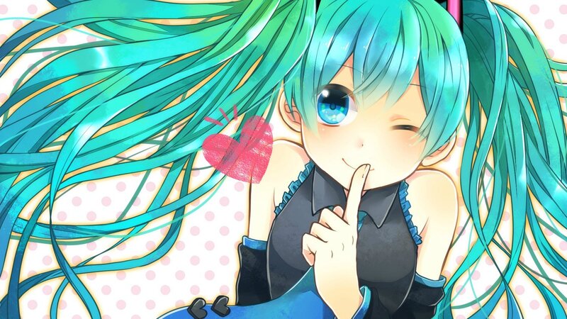 Miku with heart and winking