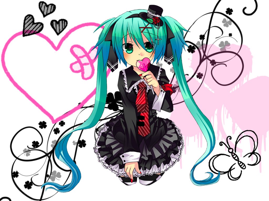 Miku with heart lollipop