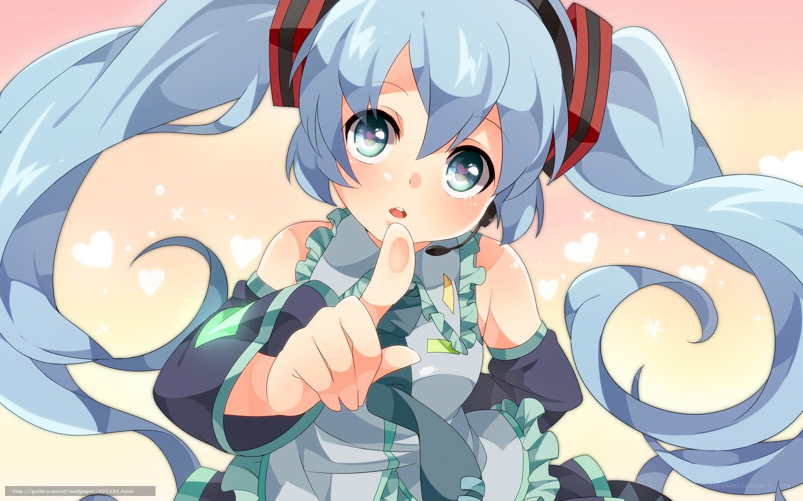 Miku with heart sparkles