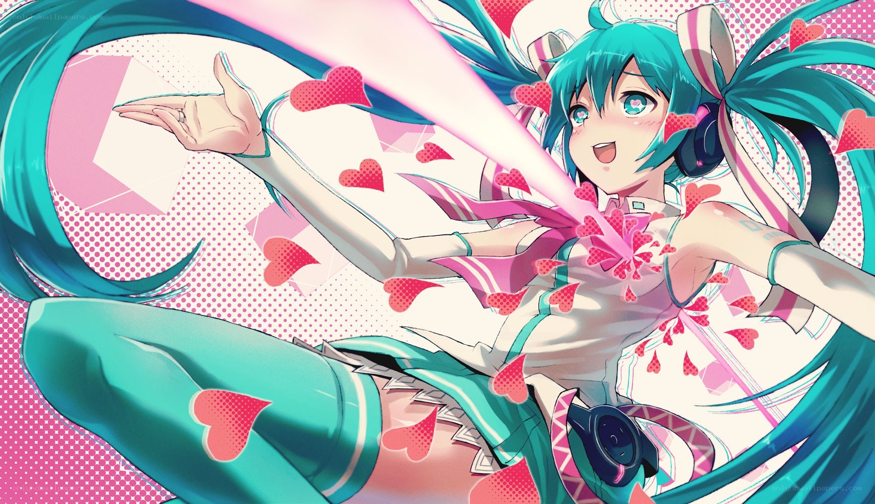 Miku with hearts and light
