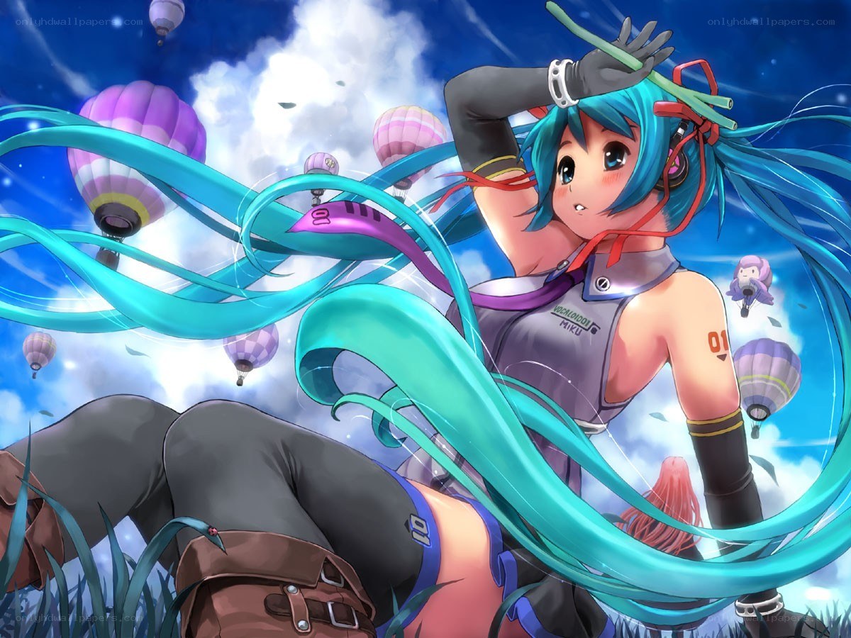 Miku with hot air balloons