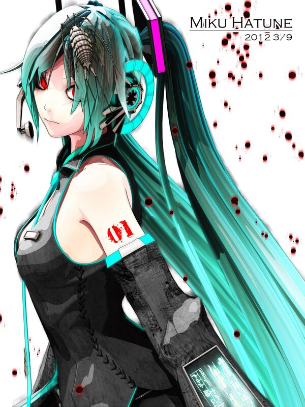 Miku with insect and blood splatters