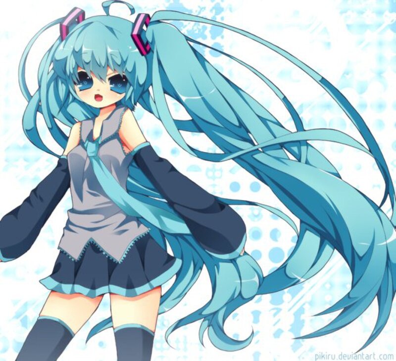 Miku with long blue hair
