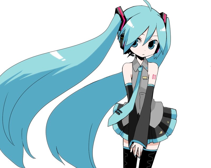Miku with long blue hair
