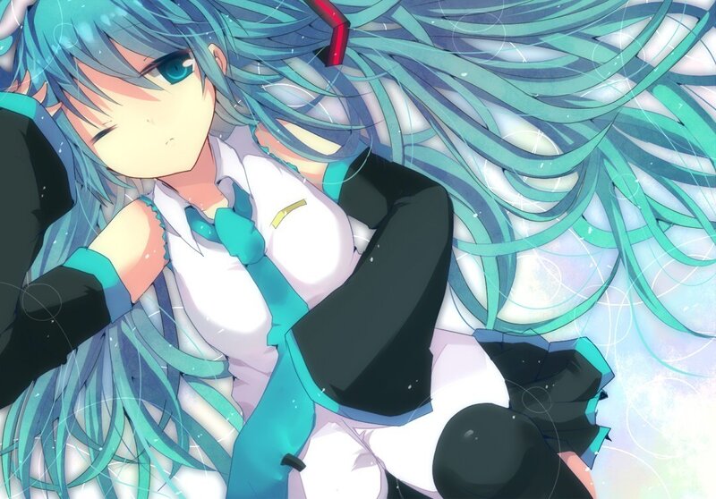 Miku with long blue hair