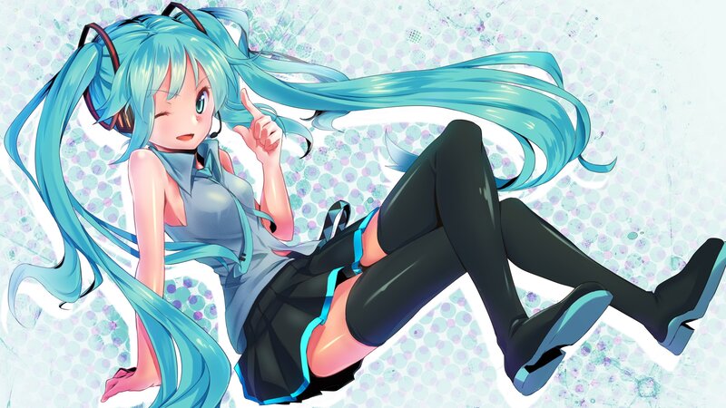 Miku with long blue hair