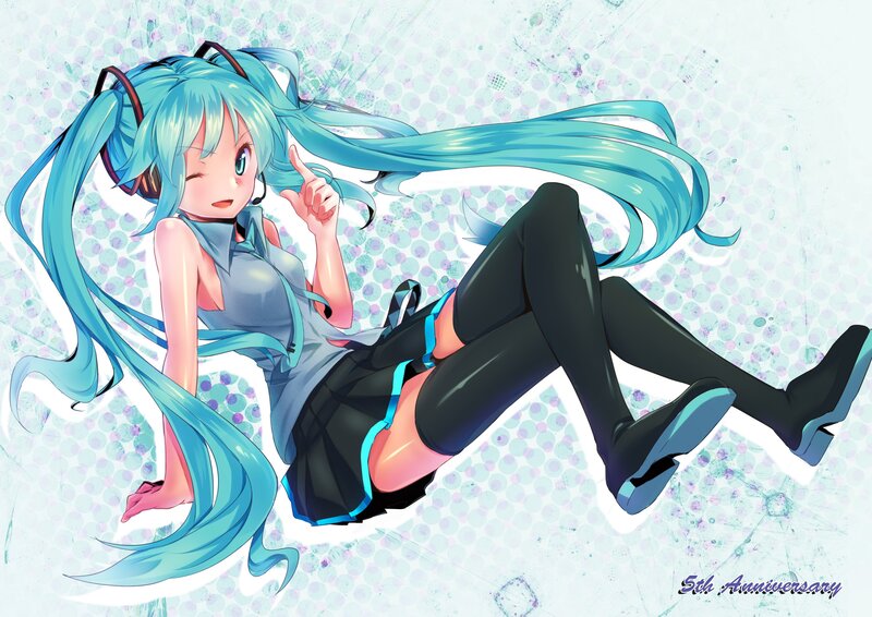 Miku with long blue hair