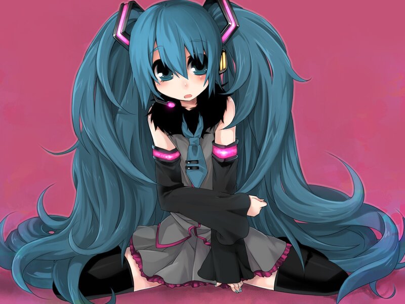 Miku with long blue hair