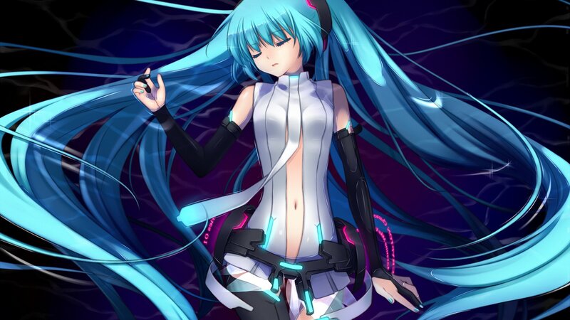 Miku with long blue hair