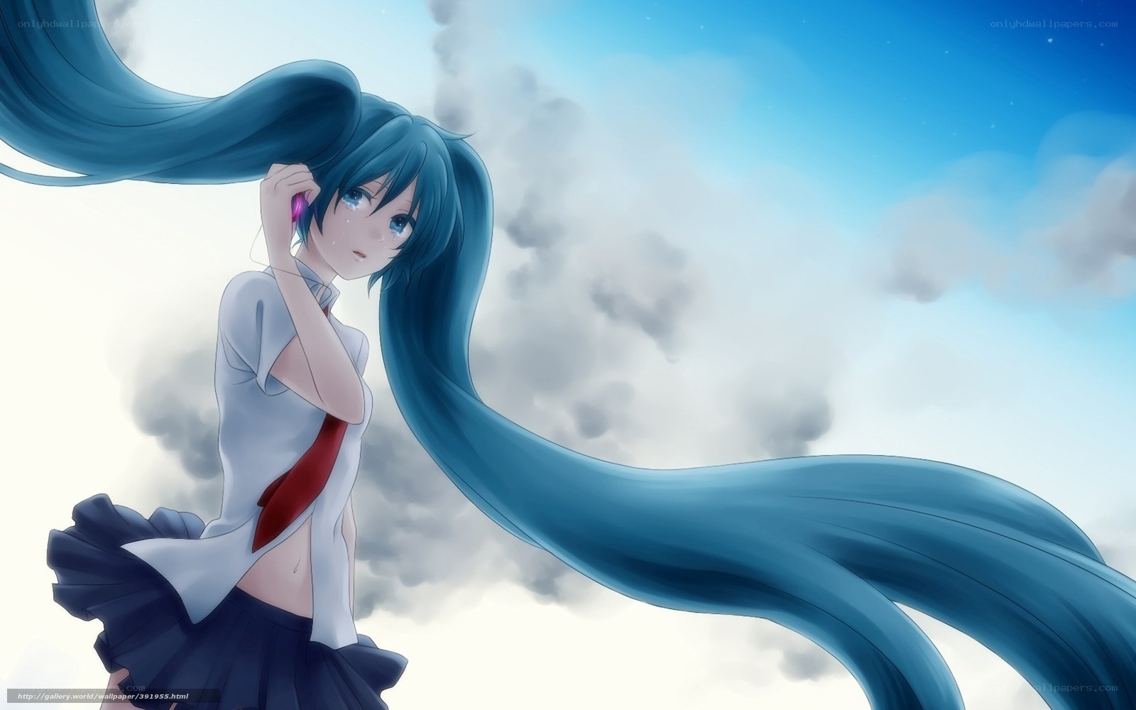 Miku with long blue hair
