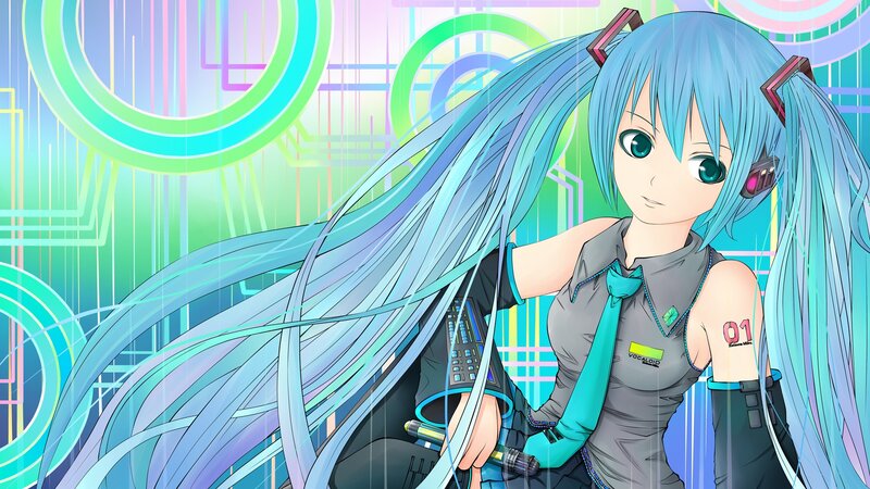 Miku with long blue hair