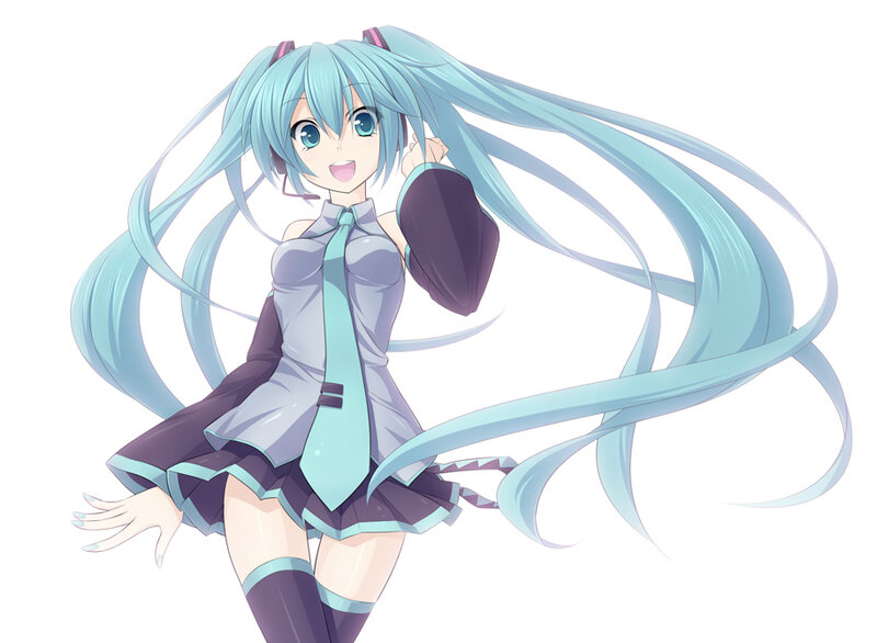 Miku with long blue hair