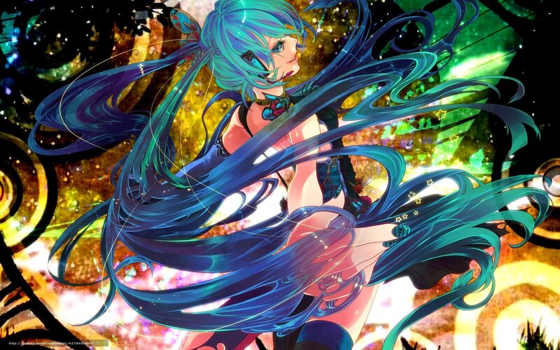 Miku with long blue hair