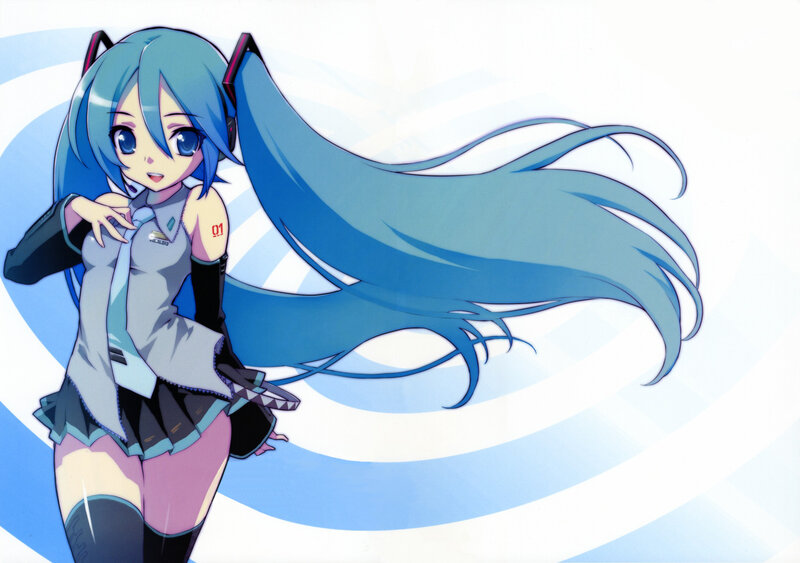 Miku with long blue hair