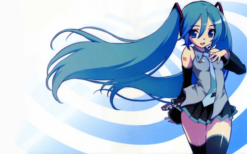 Miku with long blue hair