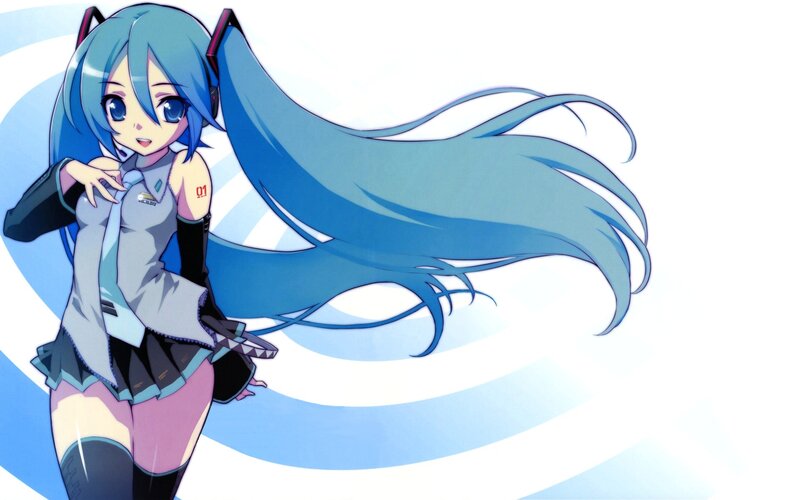 Miku with long blue hair