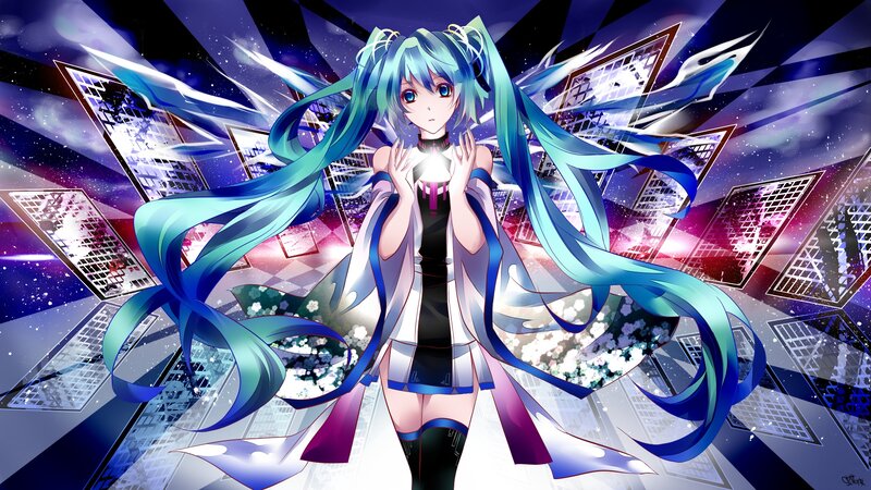Miku with long blue hair