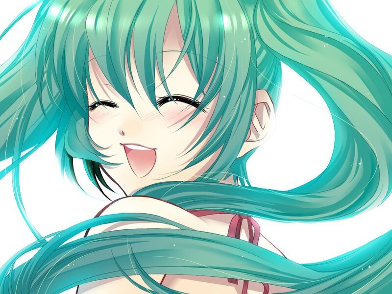 Miku with long green hair