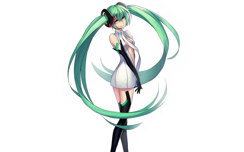 Miku with long green hair