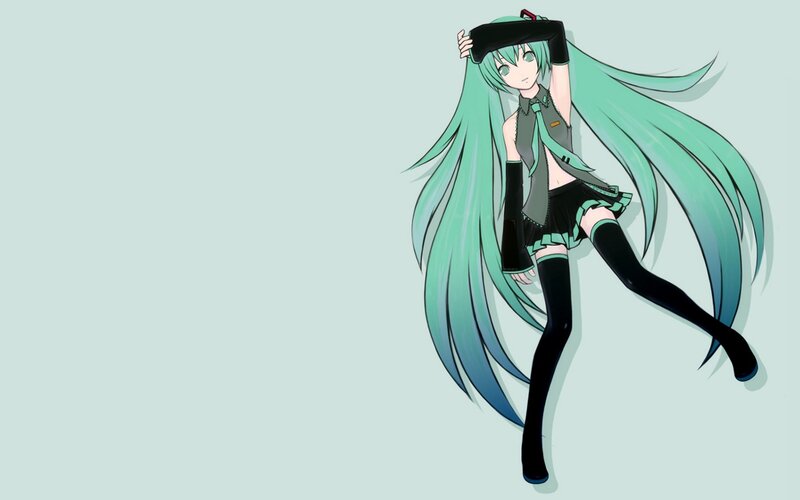 Miku with long green hair