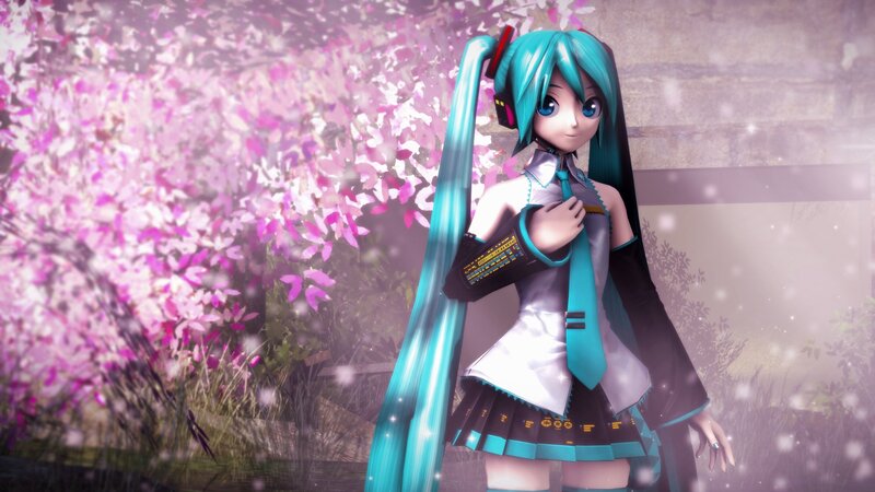Miku with Long Hair — Cyan, Serene