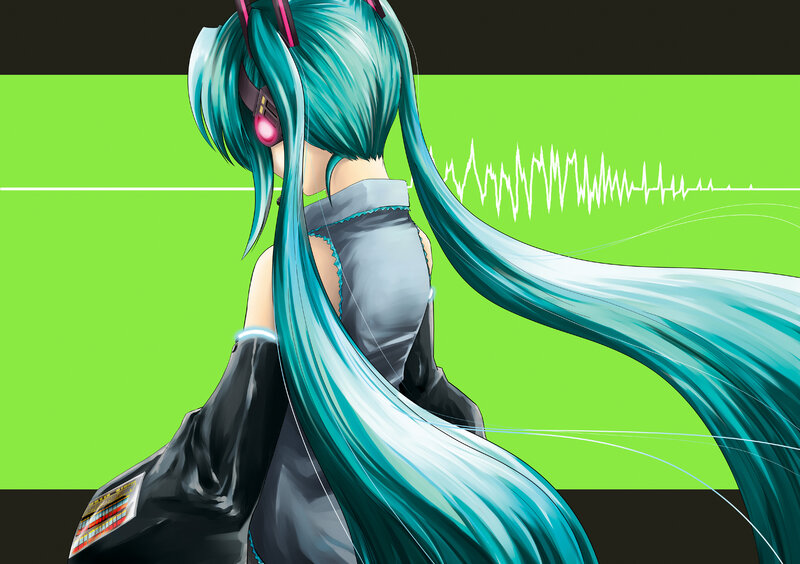 Miku with long teal hair