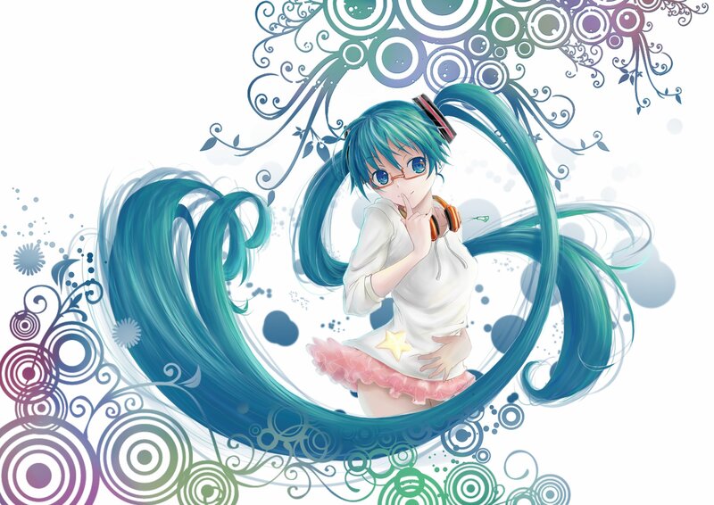 Miku with long teal hair