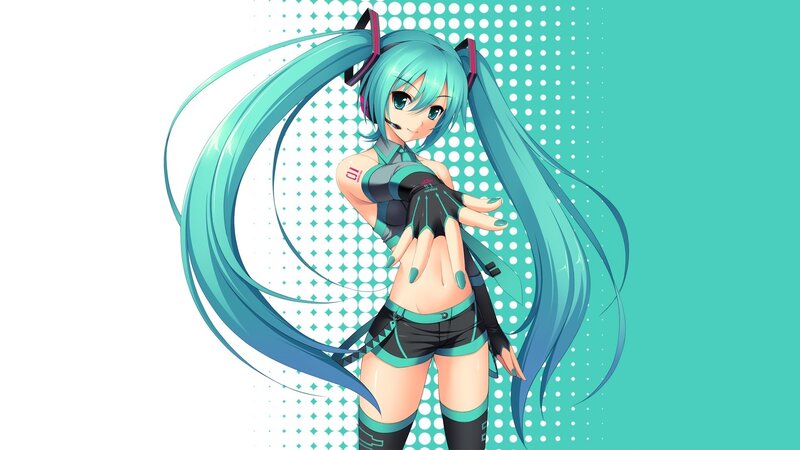 Miku with long teal hair