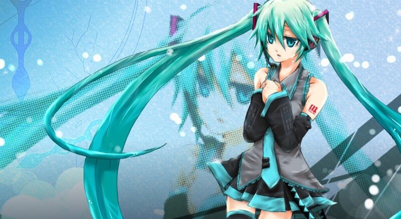 Miku with long teal hair