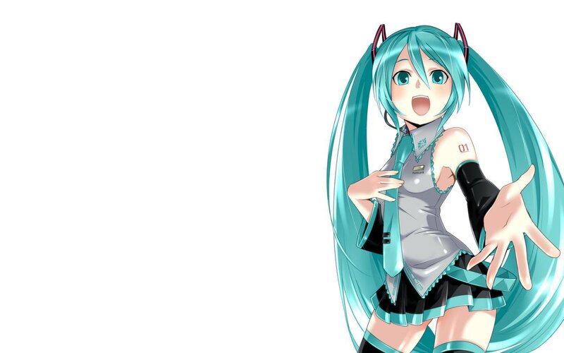 Miku with long teal hair