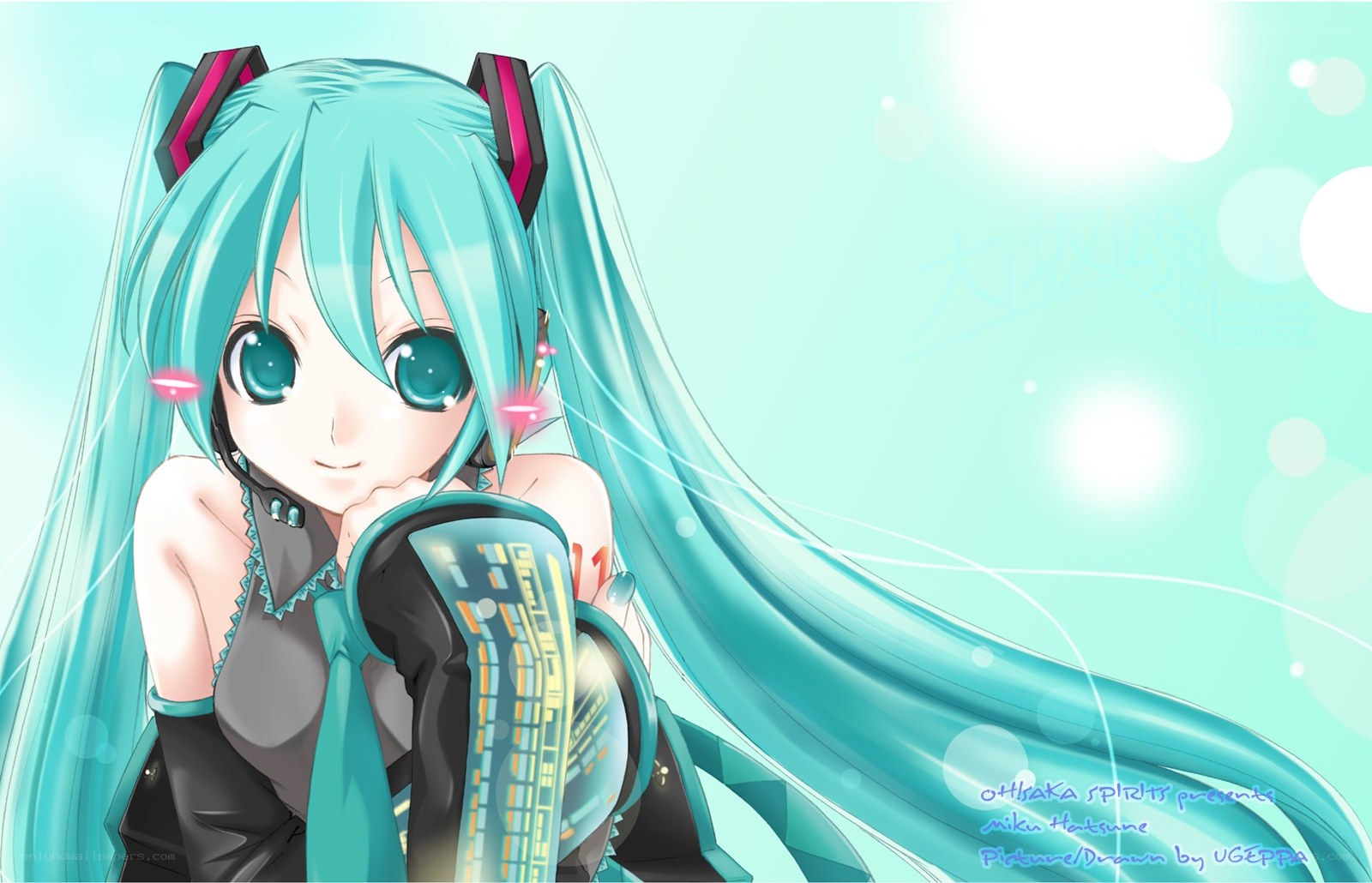 Miku with long turquoise hair