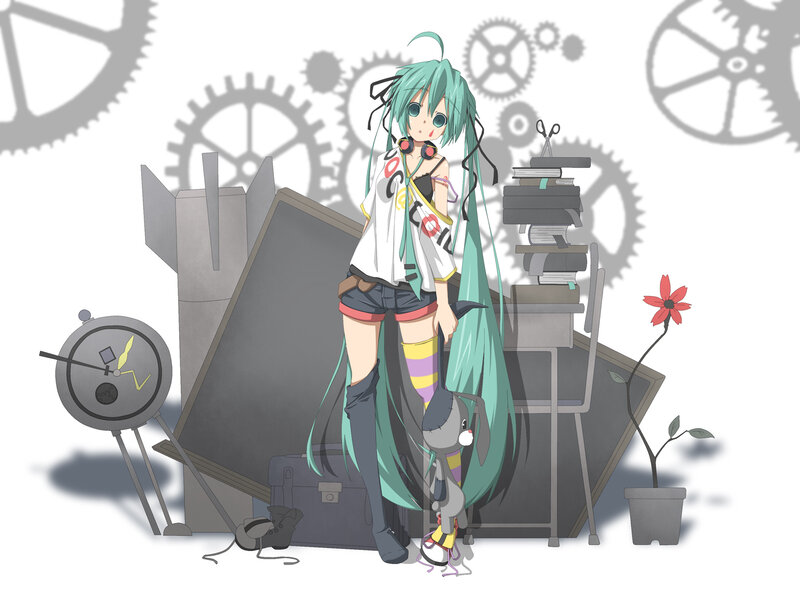 Miku with mechanical background