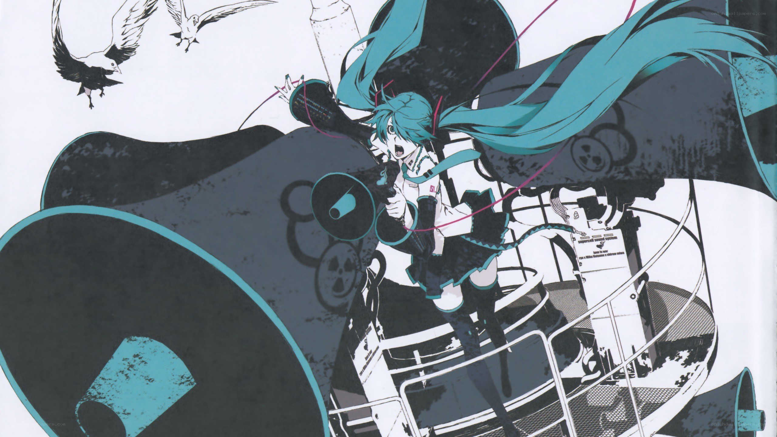 Miku with megaphone on ship