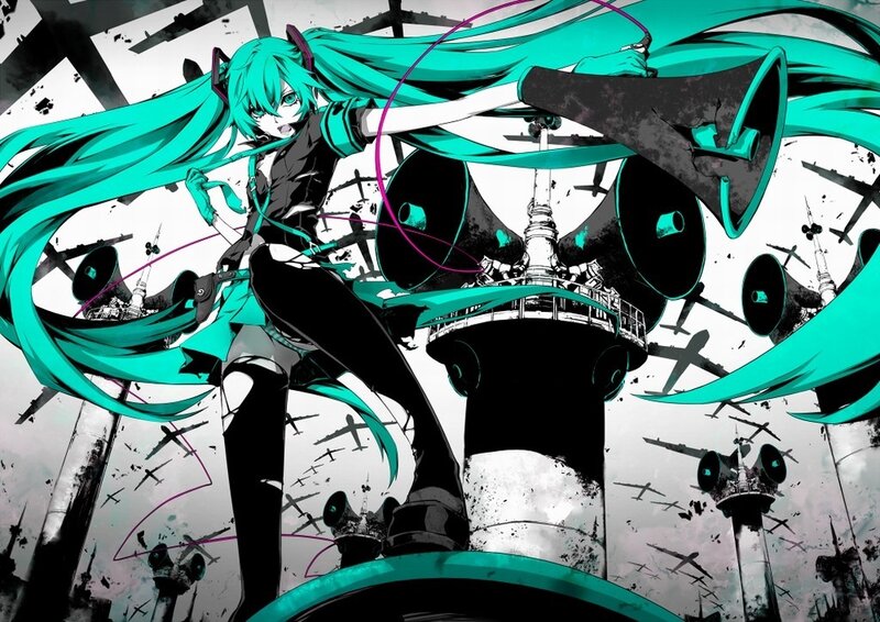 Miku with megaphones in chaos