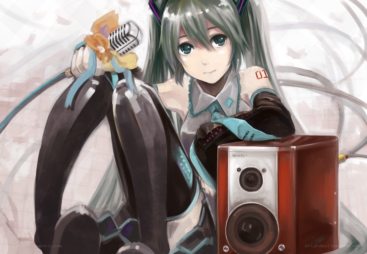 Miku with microphone and speaker