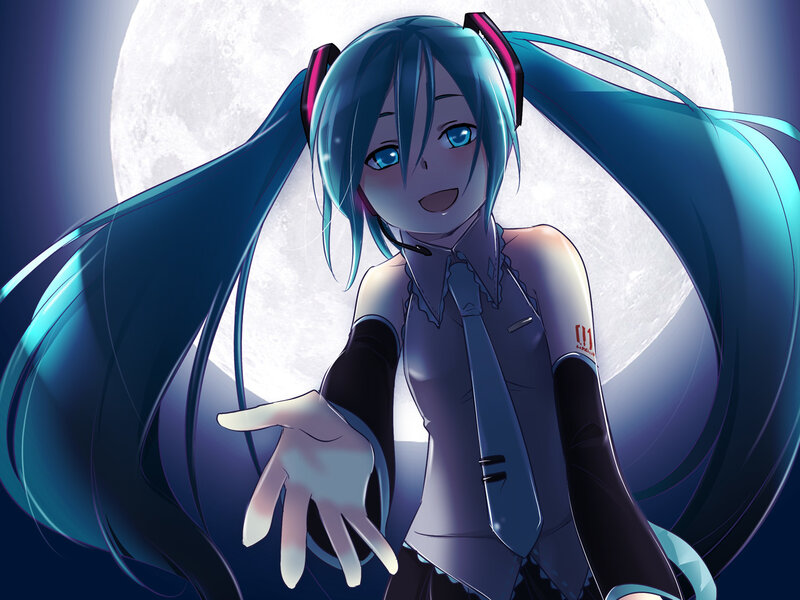 Miku with moon background