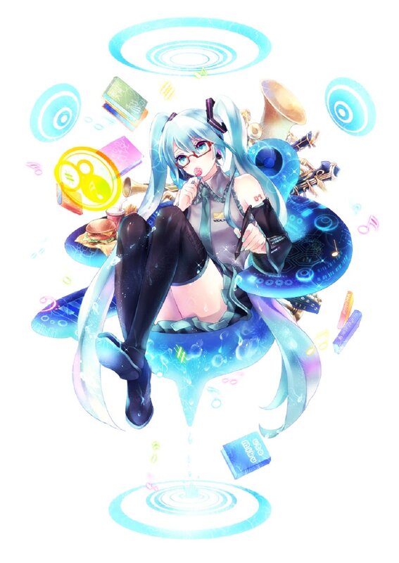 Miku with music and tech