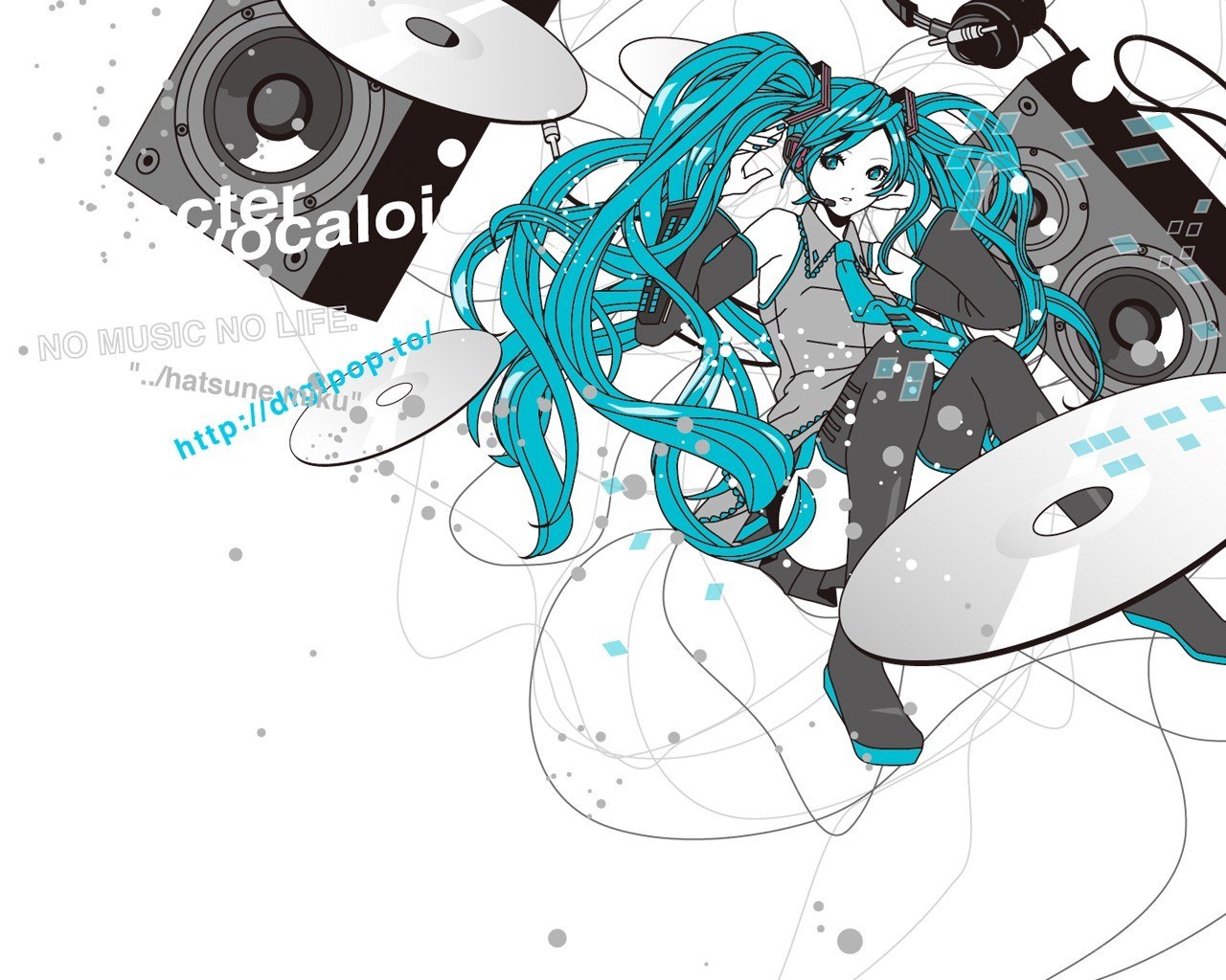 Miku with music equipment