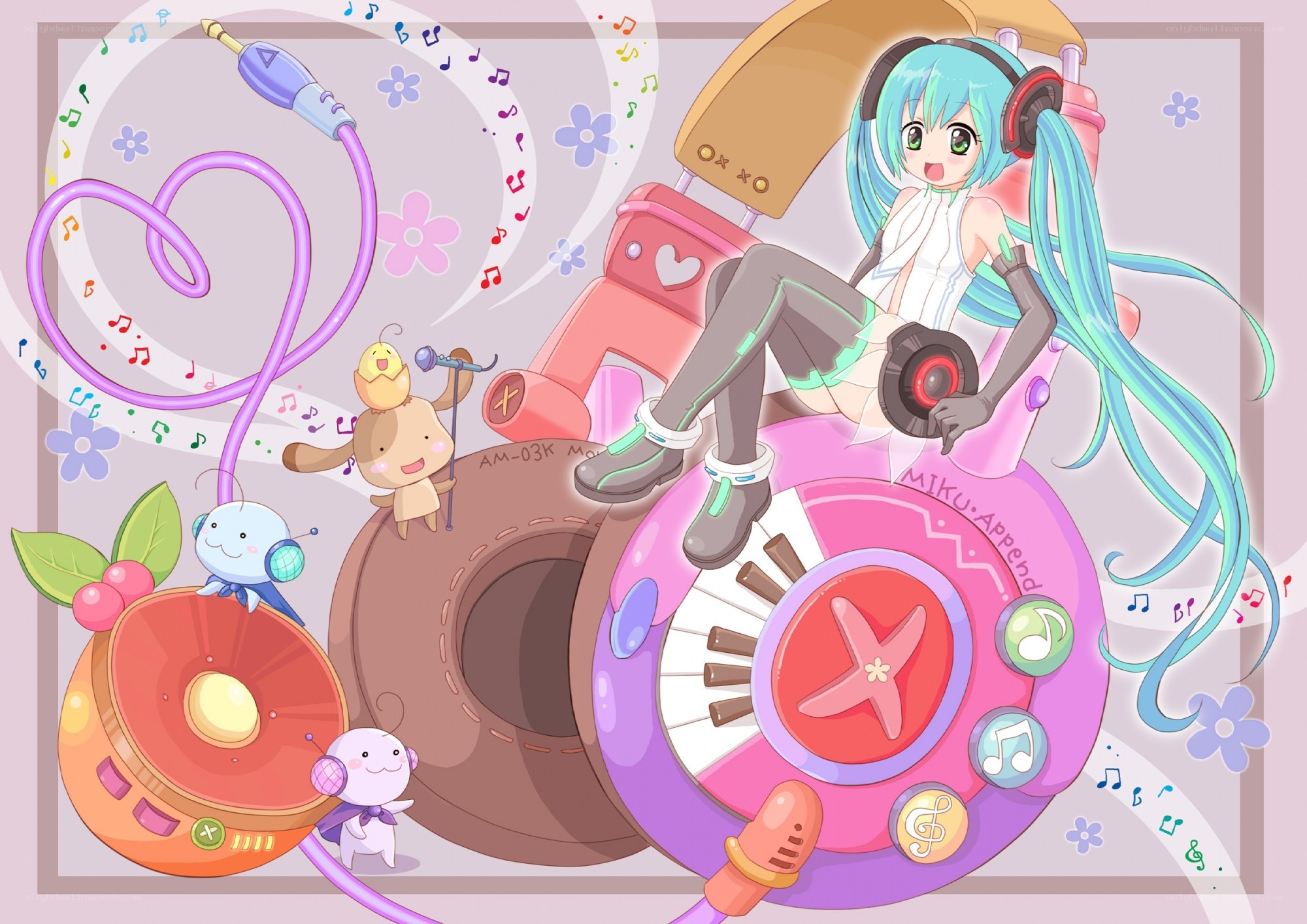 Miku with music gadgets