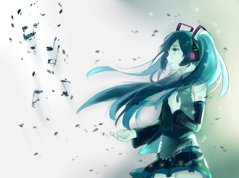 Miku with music notes