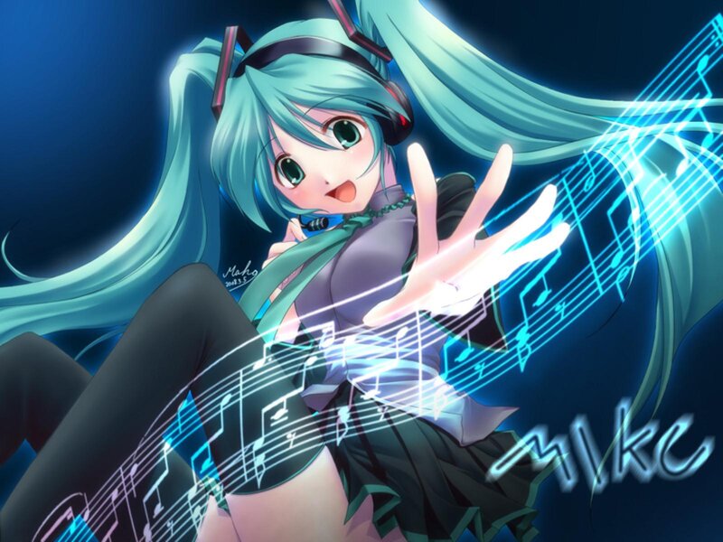 Miku with music notes
