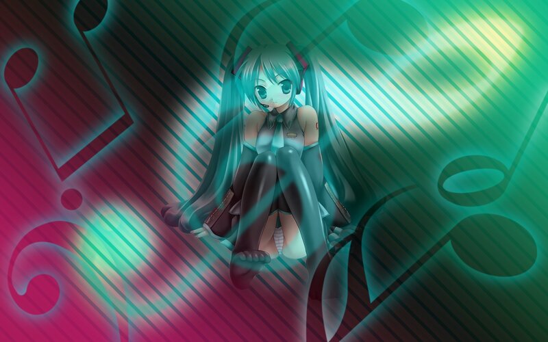 Miku with music notes