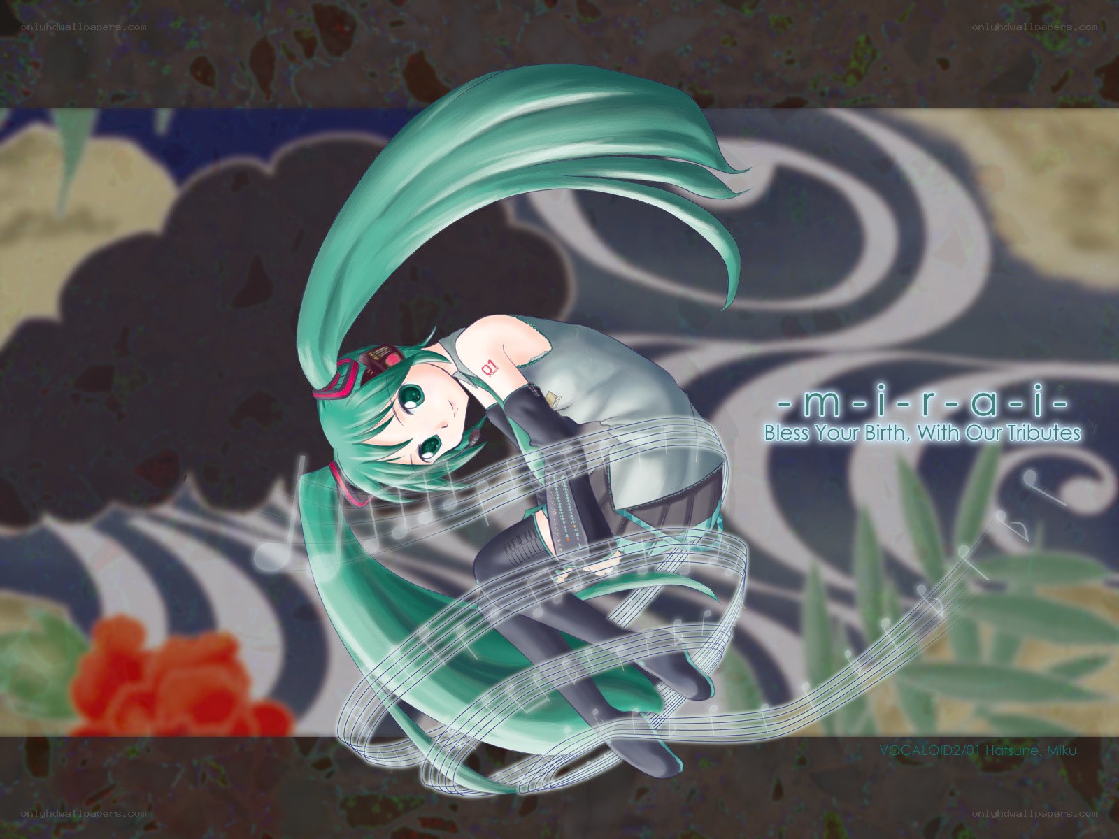 Miku with musical notes