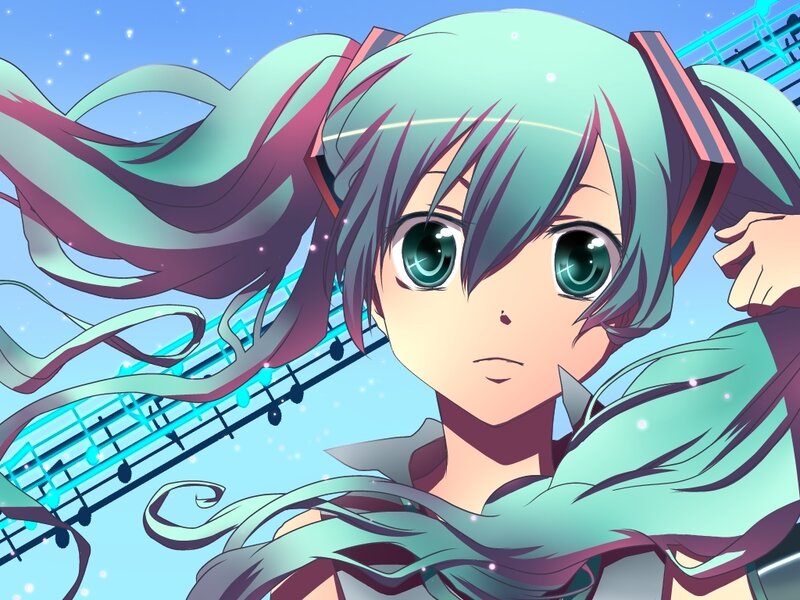 Miku with musical notes