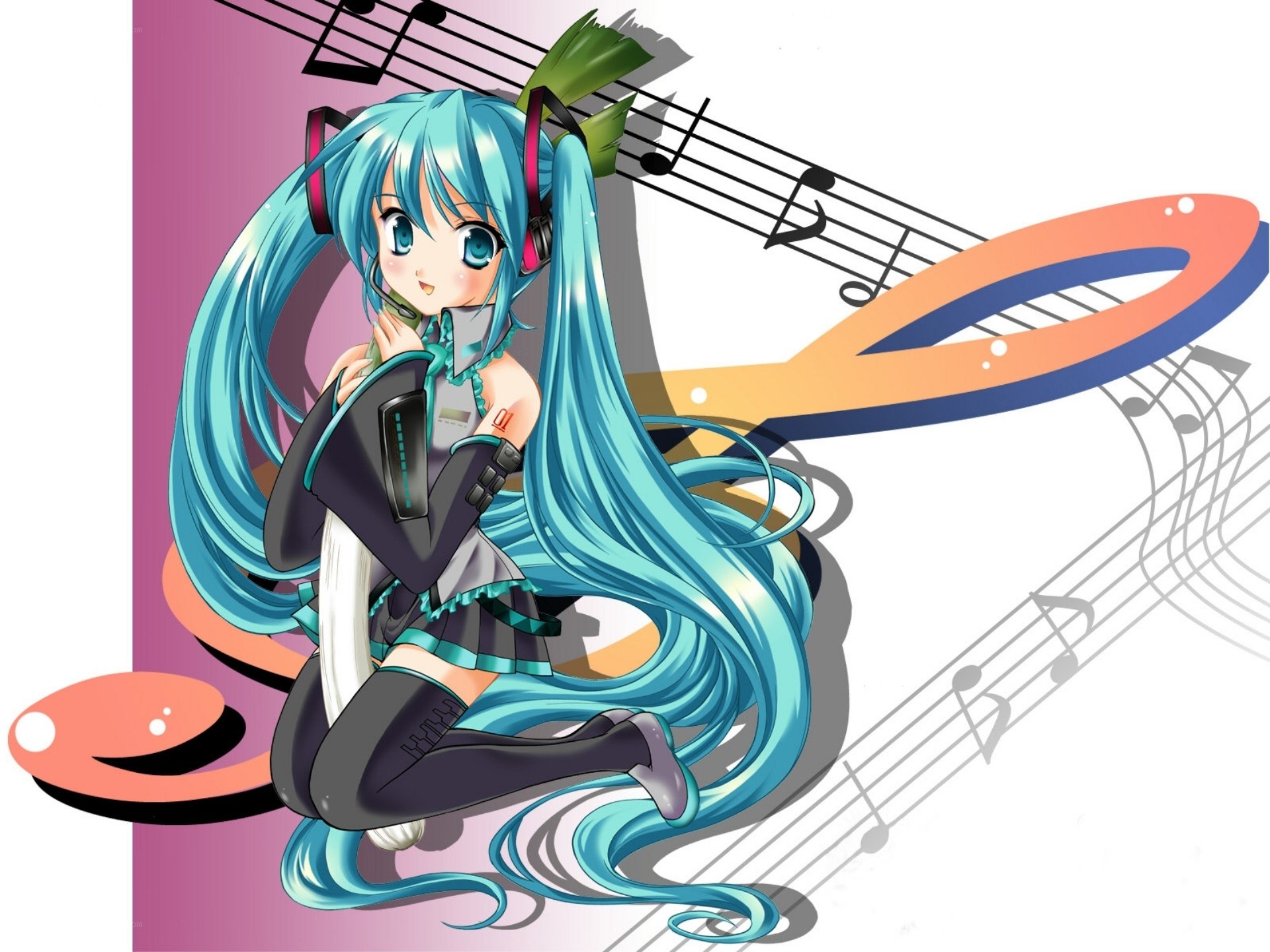 Miku with musical notes