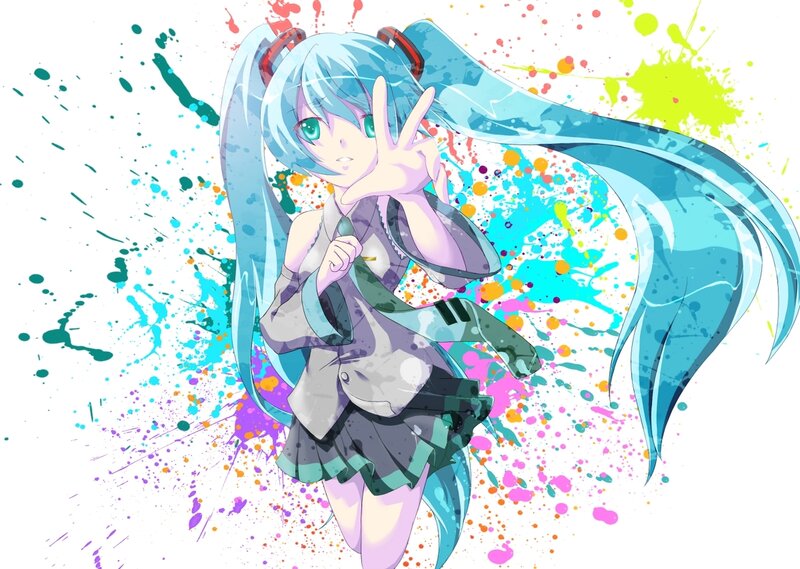 Miku with paint splatters
