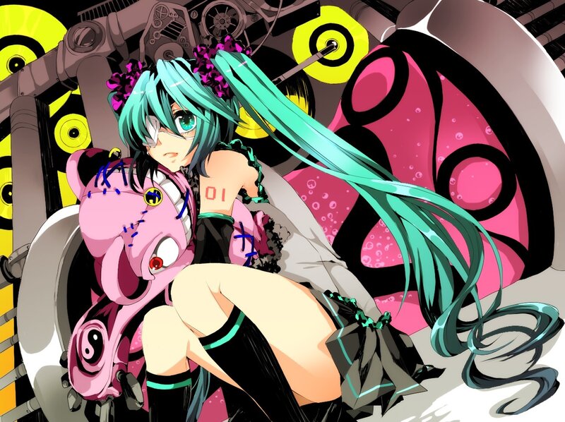 Miku with pink robot companion